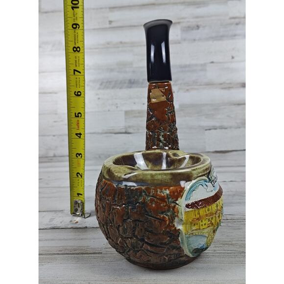 Vintage 1968 Florence Vino Rosso Ceramic Pipe Shaped Decanter/Ashtray 9.5" Tall - Picture 9 of 11